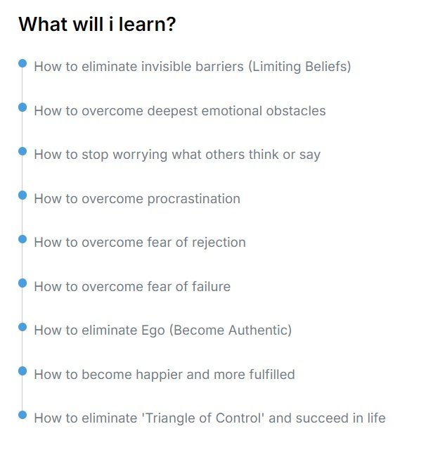Core beliefs reconditioning Course Outcomes