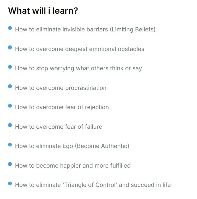 Core beliefs reconditioning Course Outcomes